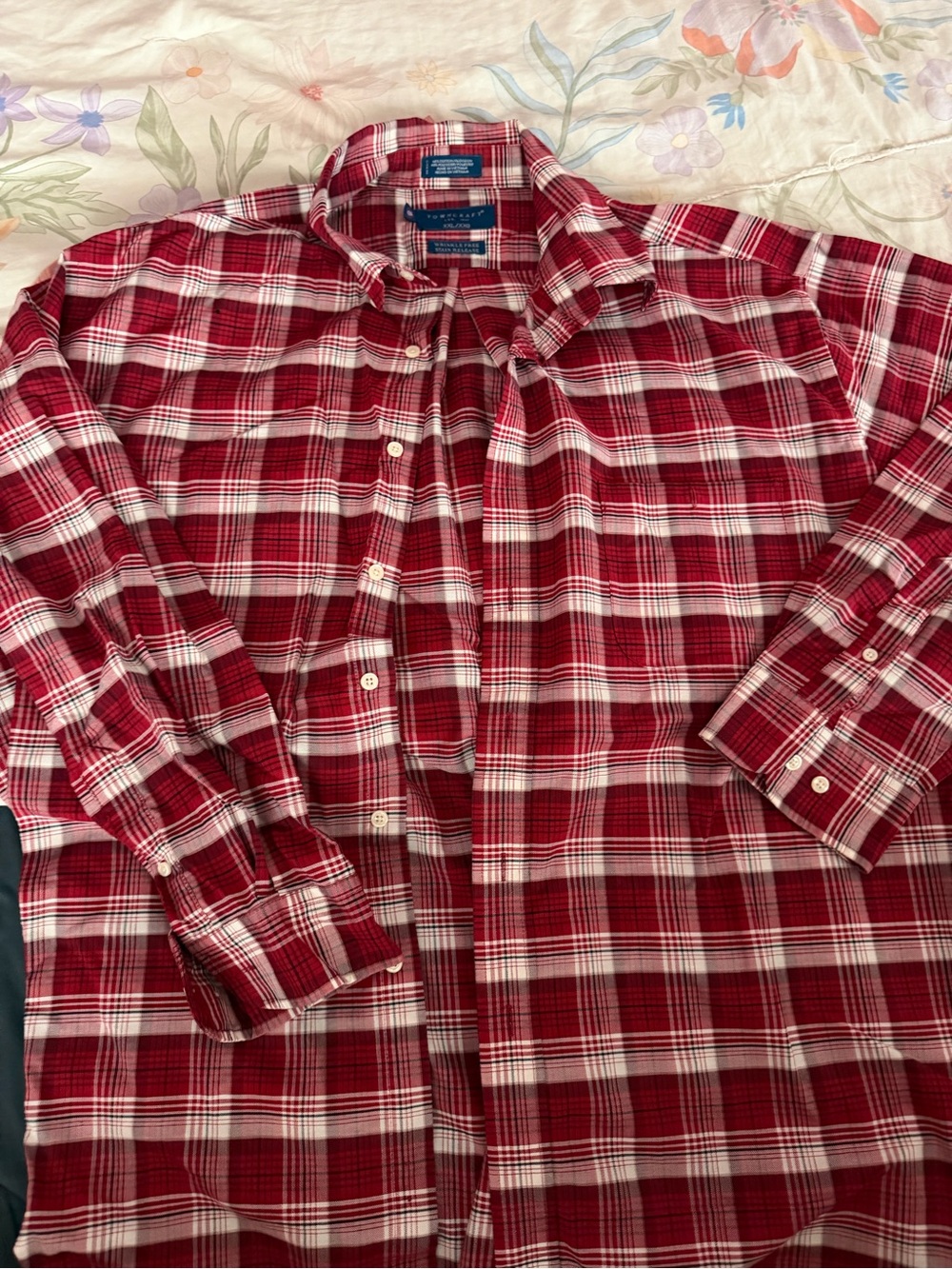Towncraft Red and White Plaid Button-Down Shirt